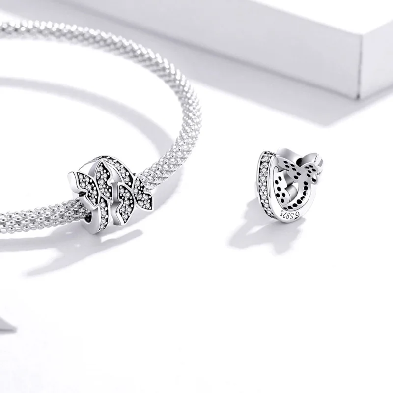 (Bild für) Charm „Schmetterlinge im Pandora-Stil“. - BSC379 - Ansicht 4