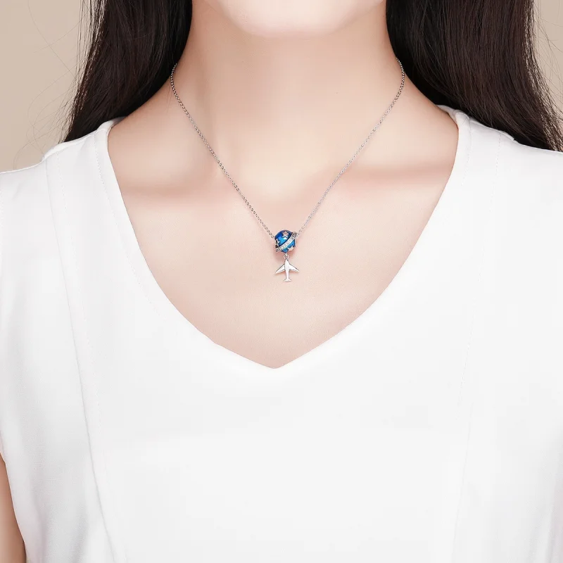 (Bild für) Charm „Traumflugzeug aus Silber im Pandora-Stil für Reisen rund um die Welt“. - - Ansicht 5
