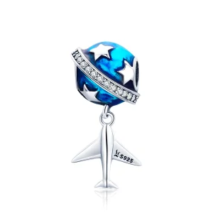 (Bild für) Charm „Traumflugzeug aus Silber im Pandora-Stil für Reisen rund um die Welt“. - SCC887