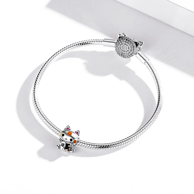 (Bild für) Charm „Verheißungsvolle geldgierige Katze“ aus Silber im Pandora-Stil - SCC1855 - Ansicht 3