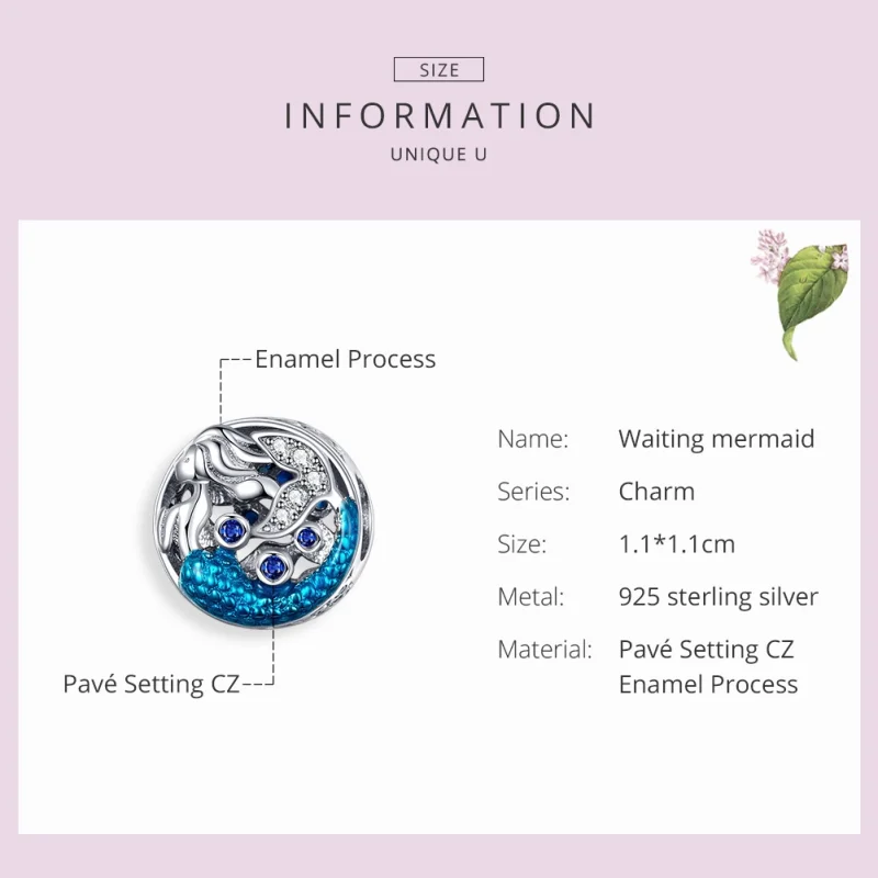 (Bild für) Charm „Warten auf die Meerjungfrau“ im Pandora-Stil aus Silber - SCC1209 - Ansicht 3