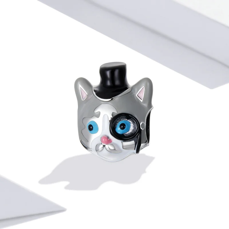 (Bild für) Charm „Zauberer Kurzhaarkatze“ im Pandora-Stil - SCC2091 - Ansicht 2