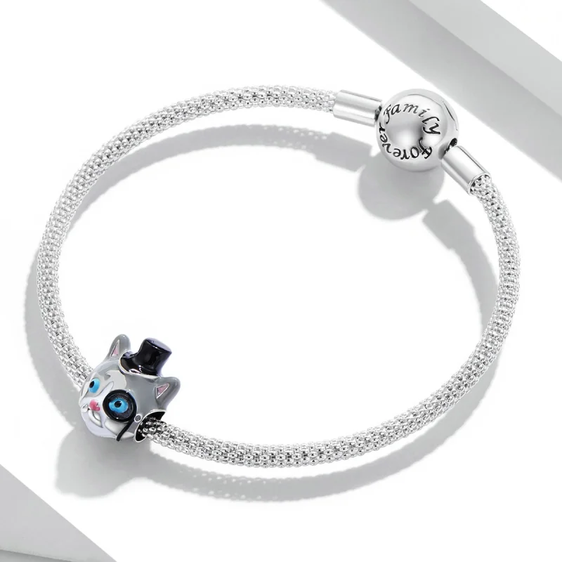 (Bild für) Charm „Zauberer Kurzhaarkatze“ im Pandora-Stil - SCC2091 - Ansicht 3