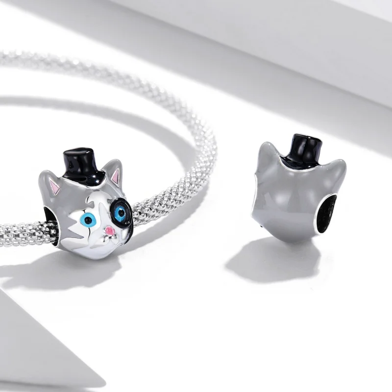 (Bild für) Charm „Zauberer Kurzhaarkatze“ im Pandora-Stil - SCC2091 - Ansicht 4