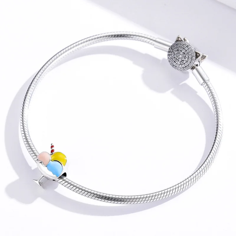 (Bild für) Dreifarbiger Kugel-Eiscreme-Charm aus Silber im Pandora-Stil - SCC1532 - Ansicht 3
