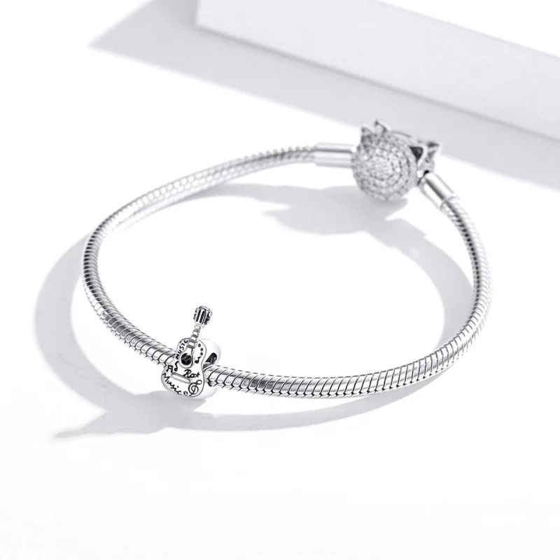 (Bild für) Einfacher Gitarren-Charm aus Silber im Pandora-Stil - SCC1708 - Ansicht 3