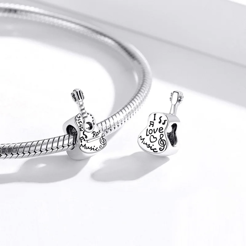 (Bild für) Einfacher Gitarren-Charm aus Silber im Pandora-Stil - SCC1708 - Ansicht 4