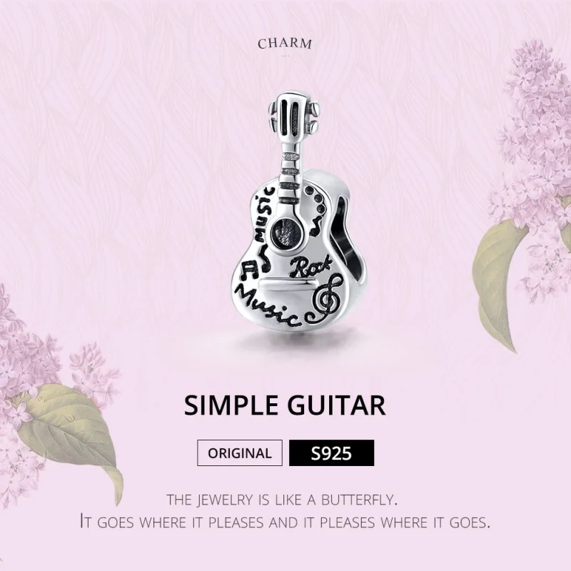(Bild für) Einfacher Gitarren-Charm aus Silber im Pandora-Stil - SCC1708 - Ansicht 6