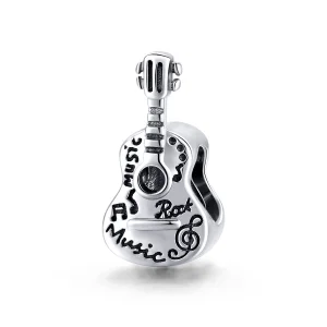 (Bild für) Einfacher Gitarren-Charm aus Silber im Pandora-Stil - SCC1708