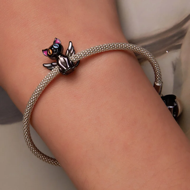 (Bild für) Engelskatzen-Charm im Pandora-Stil - SCC2299-BK - Ansicht 6