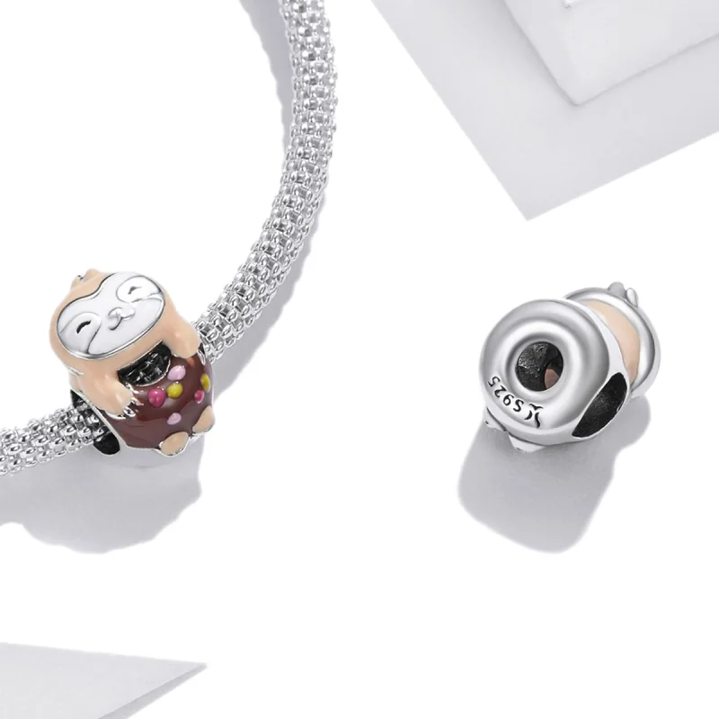 (Bild für) Faultier-Donut-Charm im Pandora-Stil - SCC1881 - Ansicht 4