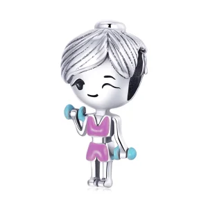 (Bild für) Fitness-Girl-Charm im Pandora-Stil - BSC488