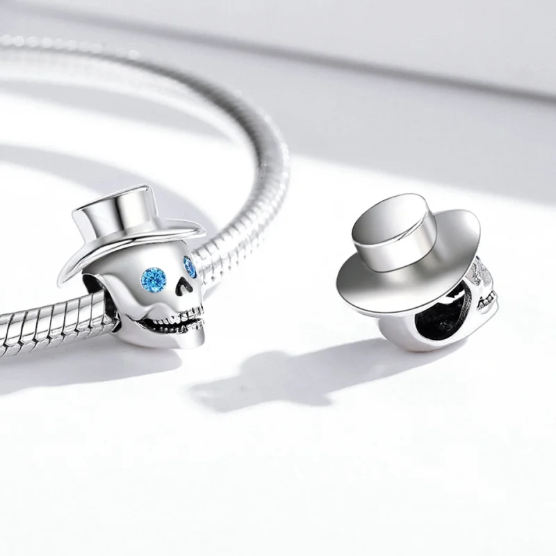 (Bild für) Gentleman-Totenkopf-Charm im Pandora-Stil - BSC525 - Ansicht 3