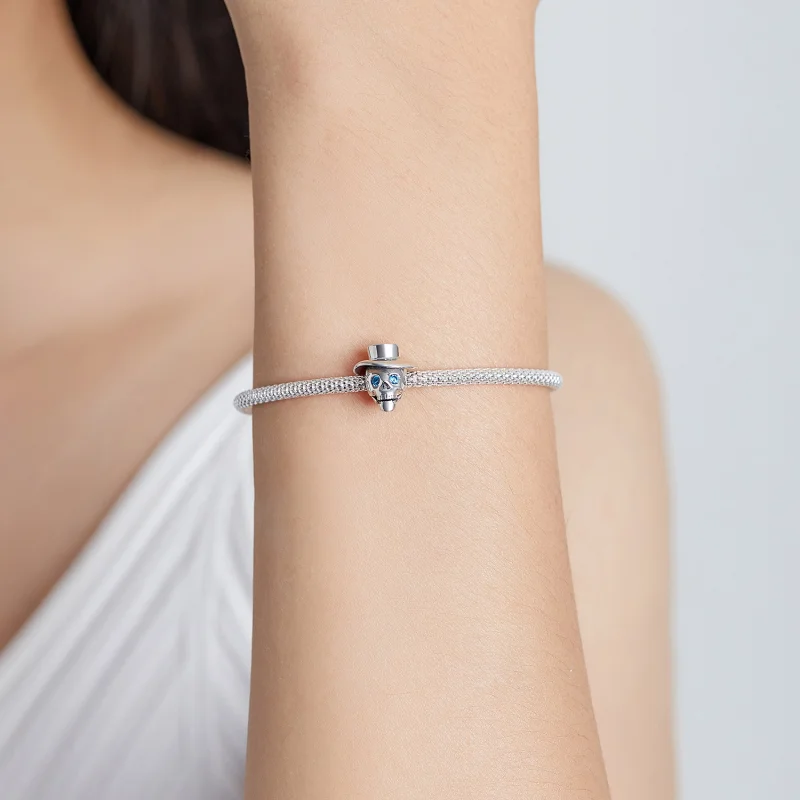(Bild für) Gentleman-Totenkopf-Charm im Pandora-Stil - BSC525 - Ansicht 5