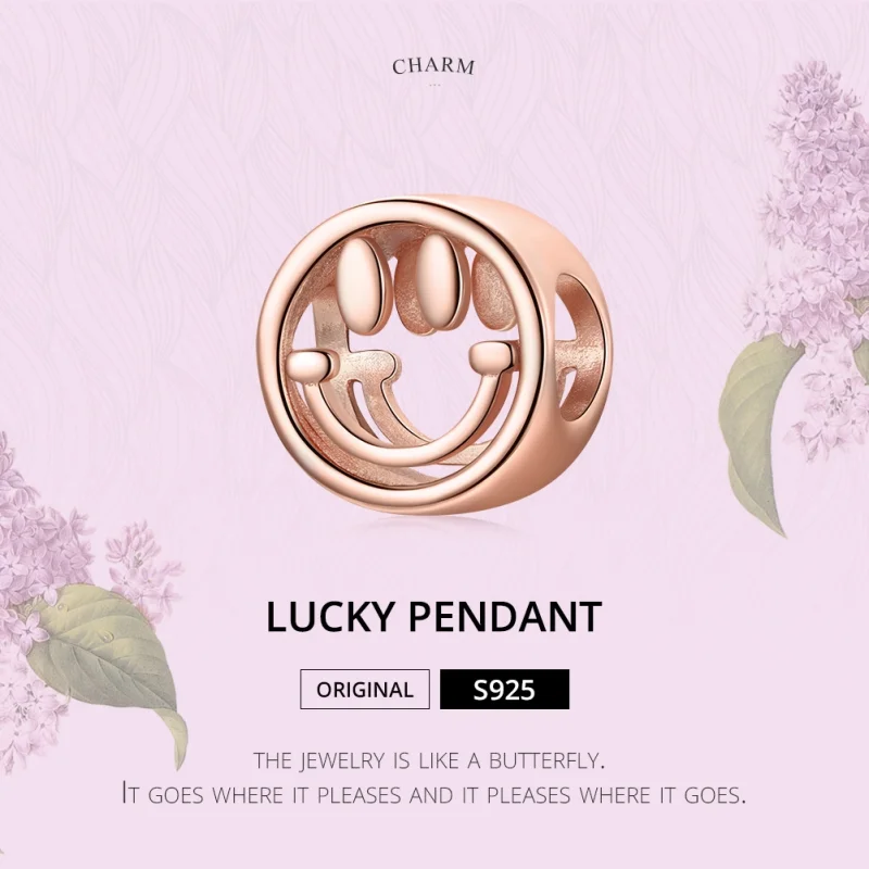 (Bild für) Glücks-Lächeln-Charm im Pandora-Stil aus Roségold - SCC1787 - Ansicht 6