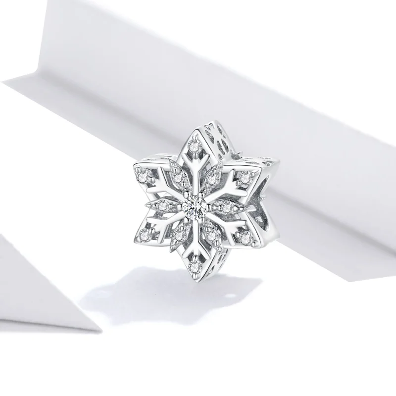 (Bild für) Glänzender Schneeflocken-Charm im Pandora-Stil - BSC368 - Ansicht 2