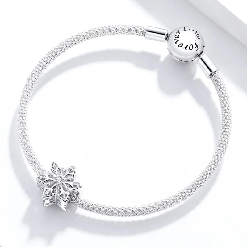 (Bild für) Glänzender Schneeflocken-Charm im Pandora-Stil - BSC368 - Ansicht 3