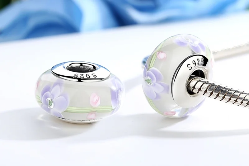 (Bild für) Glyzinienblumen-Charm aus Muranoglas im Pandora-Stil - SCZ019 - Ansicht 3