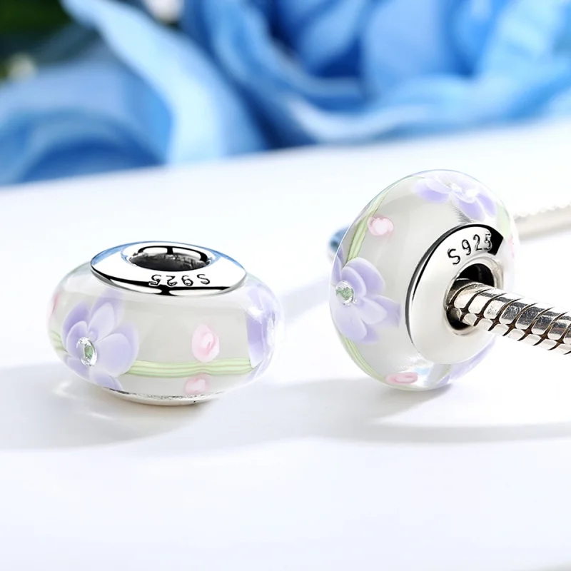 (Bild für) Glyzinienblumen-Charm aus Muranoglas im Pandora-Stil - SCZ019 - Ansicht 4