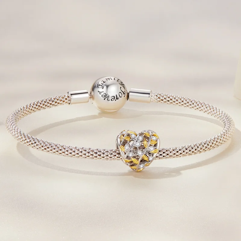 (Bild für) Herzförmiger Blätter-Charm im Pandora-Stil - BSC672 - Ansicht 4