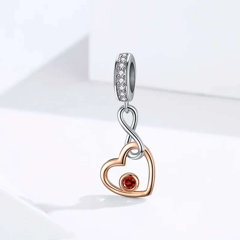 (Bild für) Herzklopfen-Anhänger im Pandora-Stil aus Silber und Roségold - SCC1239 - Ansicht 5