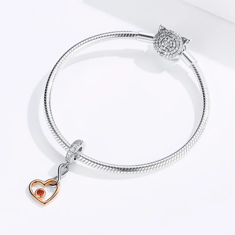 (Bild für) Herzklopfen-Anhänger im Pandora-Stil aus Silber und Roségold - SCC1239 - Ansicht 6