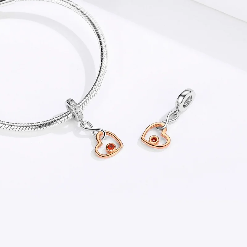 (Bild für) Herzklopfen-Anhänger im Pandora-Stil aus Silber und Roségold - SCC1239 - Ansicht 7