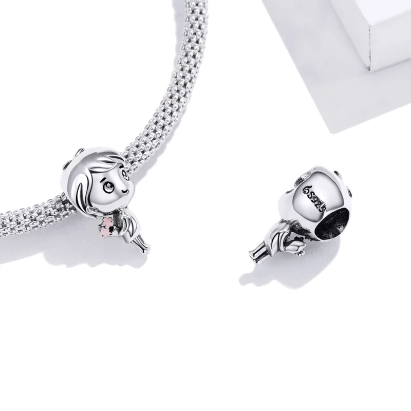 (Bild für) Herzschlag-Jungen-Charm im Pandora-Stil - BSC400 - Ansicht 4