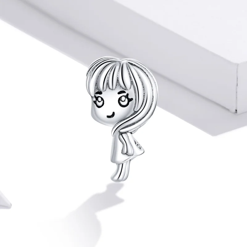 (Bild für) Herzschlag-Mädchen-Charm im Pandora-Stil - BSC399 - Ansicht 2