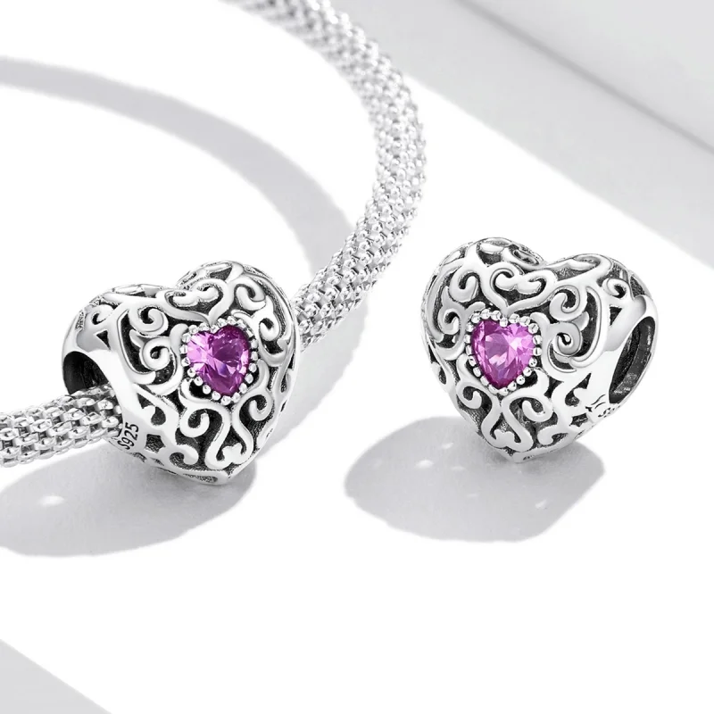 (Bild für) Liebes-Charm mit Retro-Muster im Pandora-Stil - SCC2136 - Ansicht 4