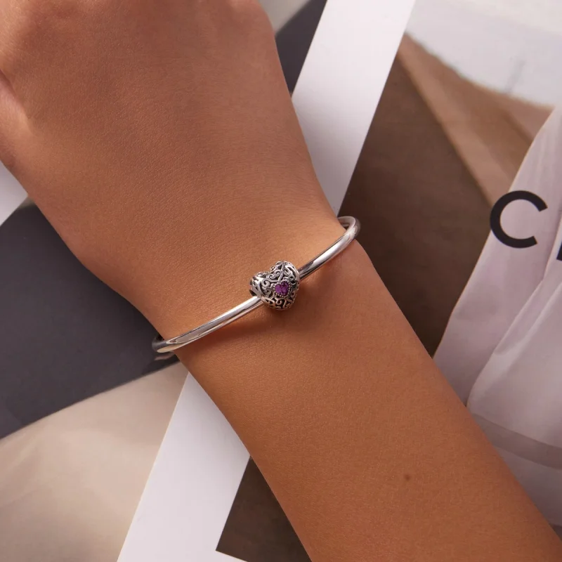 (Bild für) Liebes-Charm mit Retro-Muster im Pandora-Stil - SCC2136 - Ansicht 5