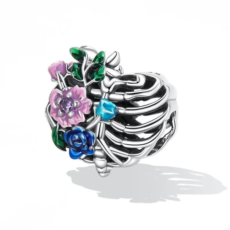 (Bild für) Liebesrippen-Blumen-Charm im Pandora-Stil - SCC2239 - Ansicht 2