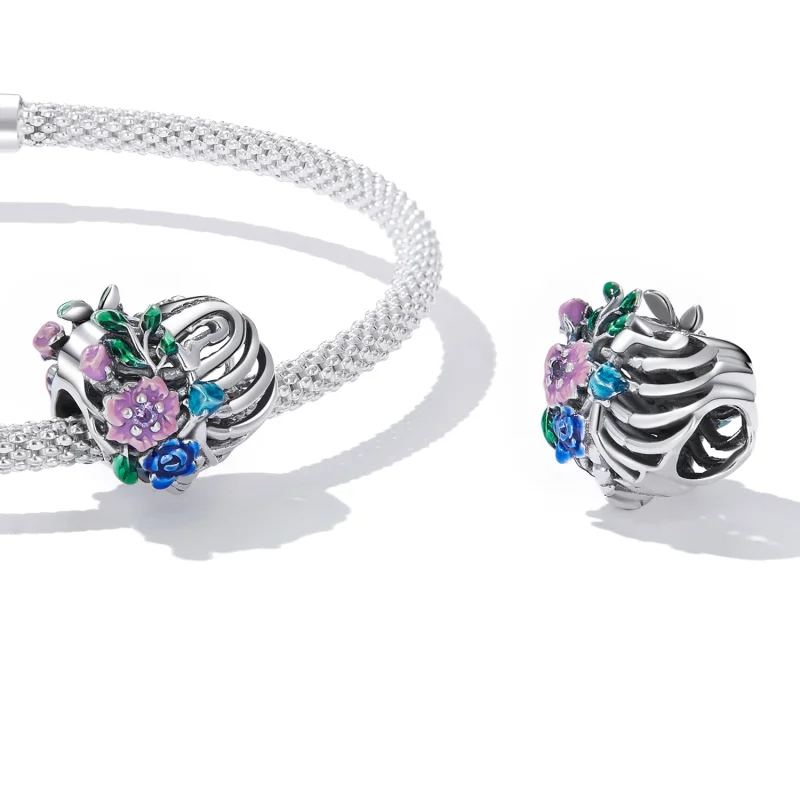 (Bild für) Liebesrippen-Blumen-Charm im Pandora-Stil - SCC2239 - Ansicht 4