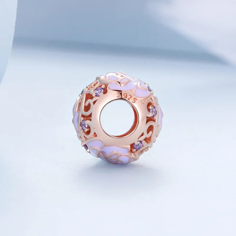 (Bild für) Lila-Rosen-Charm im Pandora-Stil - BSC644 - Ansicht 3