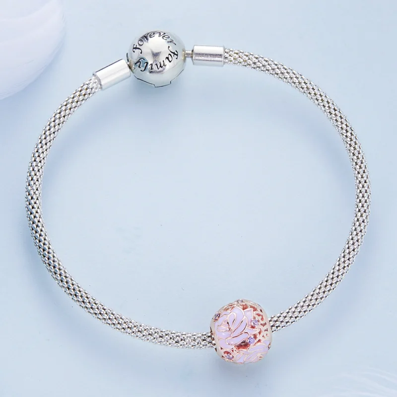 (Bild für) Lila-Rosen-Charm im Pandora-Stil - BSC644 - Ansicht 4