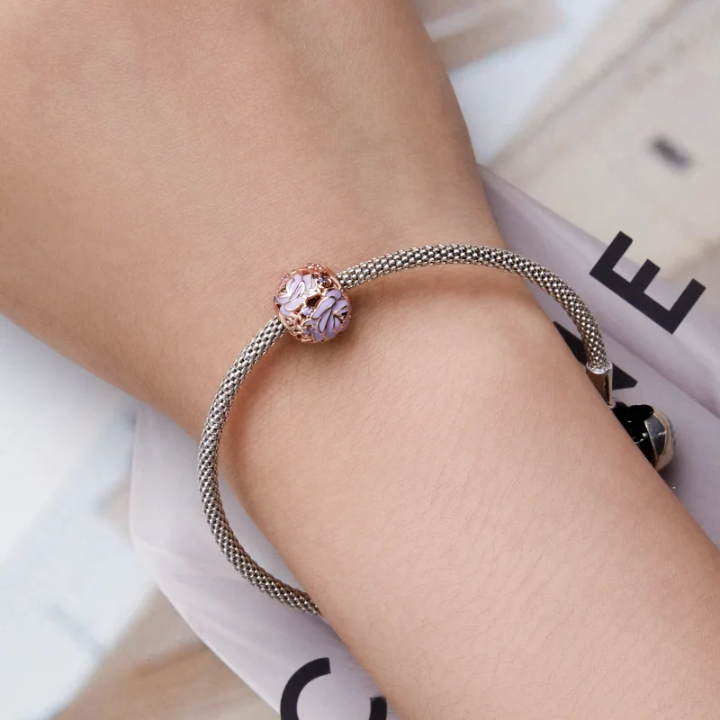 (Bild für) Lila-Rosen-Charm im Pandora-Stil - BSC644 - Ansicht 5