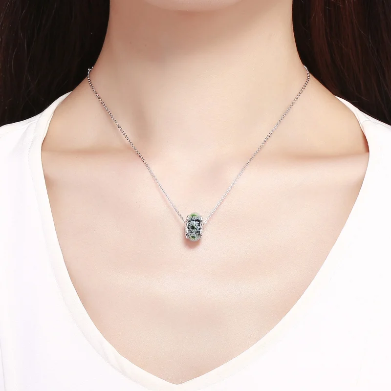 (Bild für) Murano-Charm im Pandora-Stil, Silber, Cyan-Chrysanthemen-Glas - SCC1011 - Ansicht 5