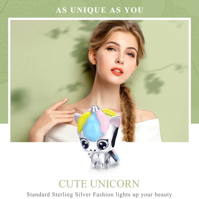 (Bild für) Niedlicher Einhorn-Charm aus Silber im Pandora-Stil - BSC059 - Ansicht 6