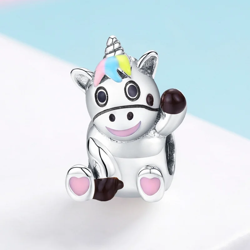 (Bild für) Niedlicher Einhorn-Charm im Pandora-Stil - BSC041 - Ansicht 3