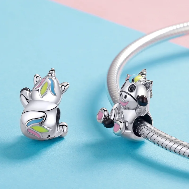 (Bild für) Niedlicher Einhorn-Charm im Pandora-Stil - BSC041 - Ansicht 4