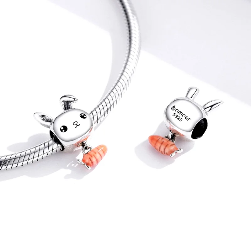 (Bild für) Niedlicher Kaninchen-Karotten-Charm im Pandora-Stil - BSC272 - Ansicht 4