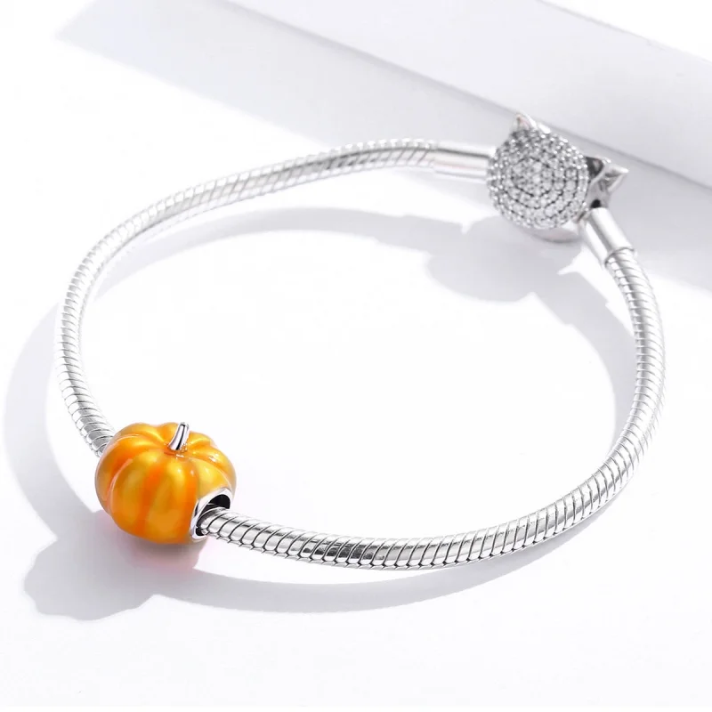 (Bild für) Niedlicher Kürbis-Charm aus Silber im Pandora-Stil - BSC333 - Ansicht 3