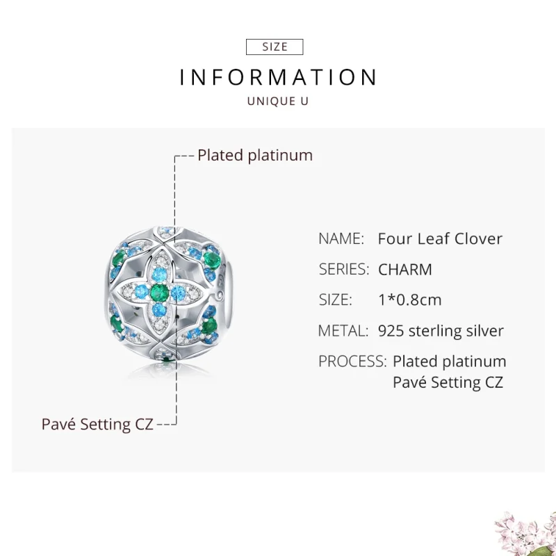 (Bild für) Pandora Charm Kleeblatt Silber - BSC115 - Ansicht 6