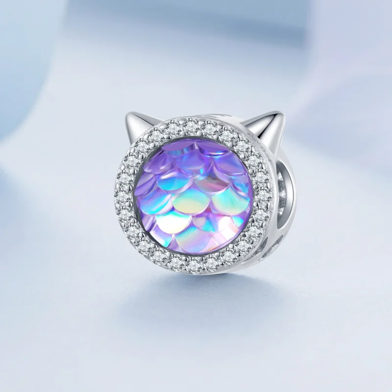 (Bild für) Pandora-Stil Katzenkopf-Fischschuppen-Charm - BSC703 - Ansicht 2