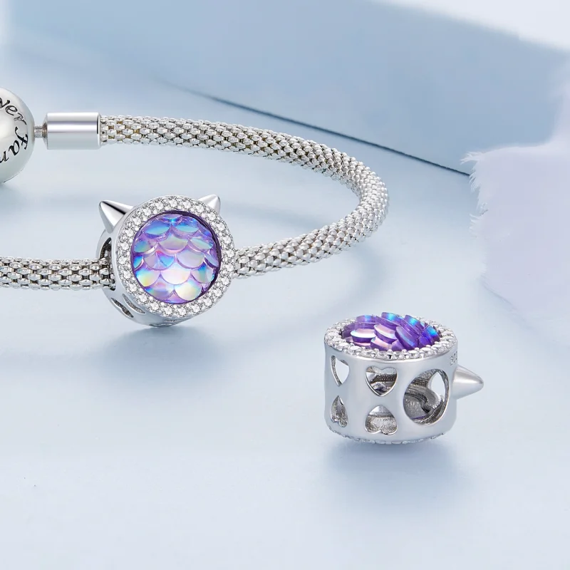 (Bild für) Pandora-Stil Katzenkopf-Fischschuppen-Charm - BSC703 - Ansicht 4