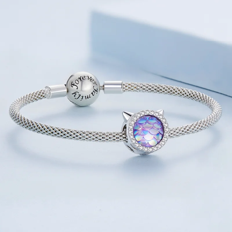 (Bild für) Pandora-Stil Katzenkopf-Fischschuppen-Charm - BSC703 - Ansicht 5