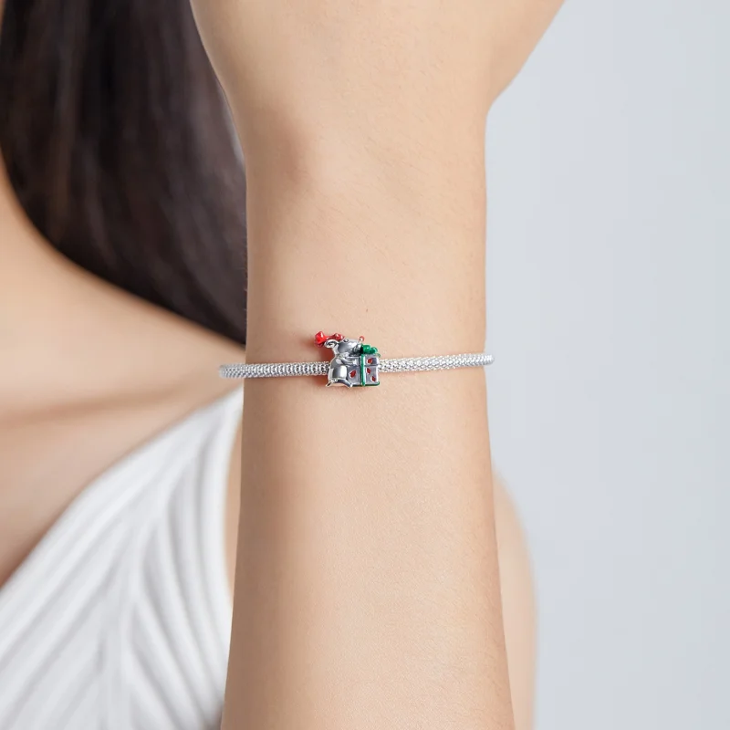 (Bild für) Pandora-Stil Rentier-Geschenkanhänger - BSC540 - Ansicht 5