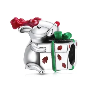 (Bild für) Pandora-Stil Rentier-Geschenkanhänger - BSC540