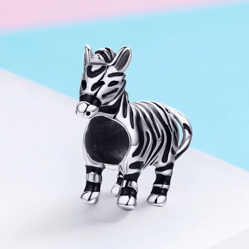 (Bild für) Pandora-Stil Silber Charm mit niedlichem Tier-Zebra - SCC550 - Ansicht 3