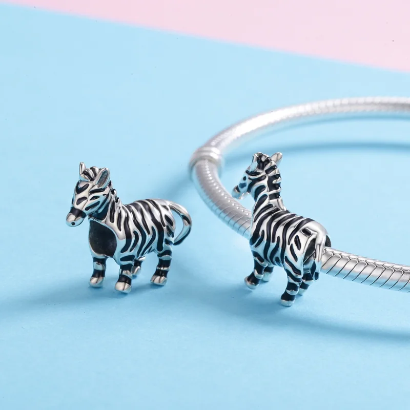 (Bild für) Pandora-Stil Silber Charm mit niedlichem Tier-Zebra - SCC550 - Ansicht 5